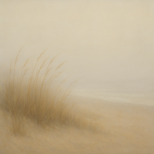 Silent Dune Grass in November Sea Fog No. 12 Oil Painting 100% Hand Painted Oil on Belgian Linen Canvas, Original Fine Art Wall Decor