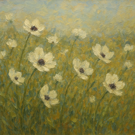 Wild Anemone Meadow Botanical Oil Painting - 100% Hand-Painted Master Oil Painting