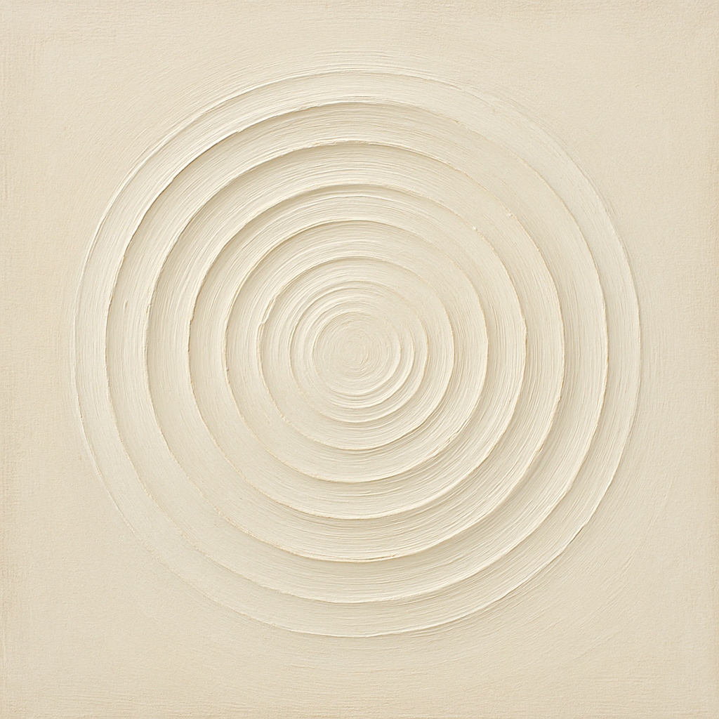 Concentric Zen Circles in Ivory No. 8 - Modern Fine Art Oil Painting - View 1