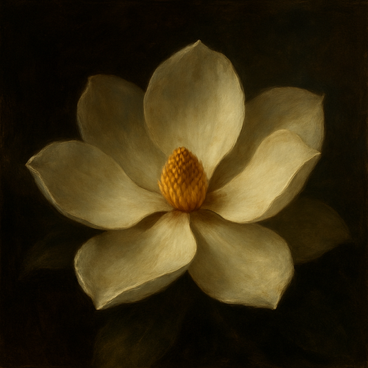 Magnolia Blossom in Quiet Chiaroscuro No. 11 Fine Art Oil Painting - View 1
