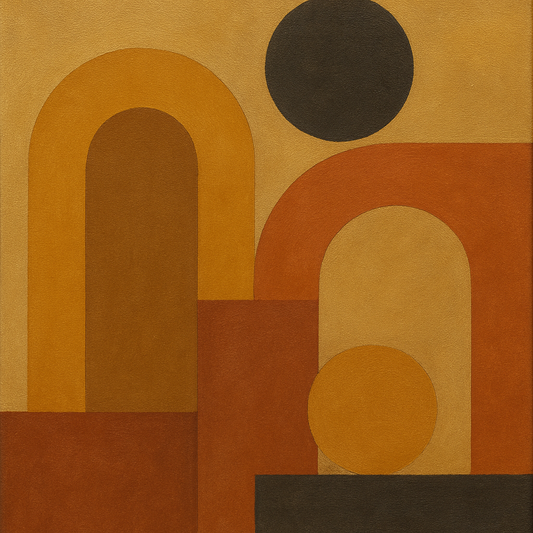 Arch & Circle Equilibrium in Warm Earth Tones No. 10 Oil Painting - View 1
