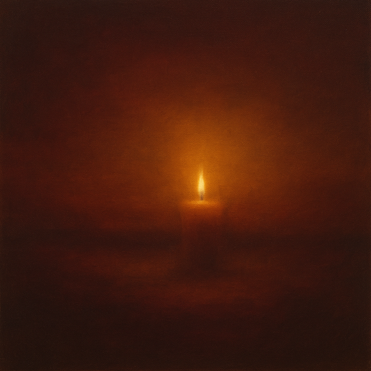 Deep Garnet & Amber Candlelight Horizon No. 3 Oil Painting - View 1