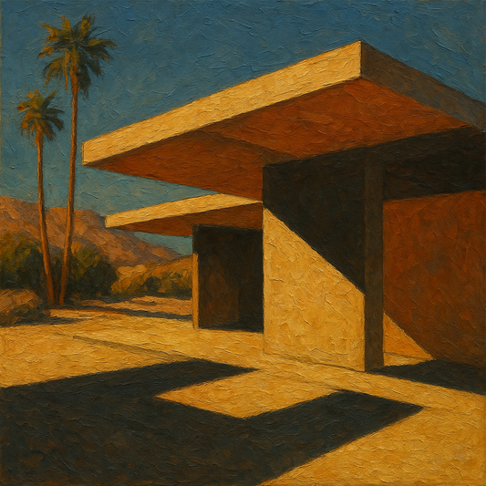 Palm Springs Modernist Pavilion Shadow No. 7 Oil Painting - 100% Hand-Painted Master Oil Painting
