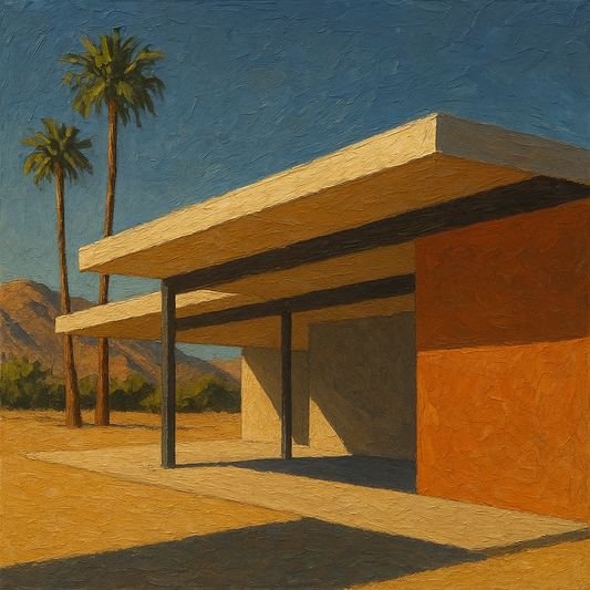 Palm Springs Modernist Pavilion Shadow No. 6 Oil Painting - 100% Hand-Painted Master Oil Painting