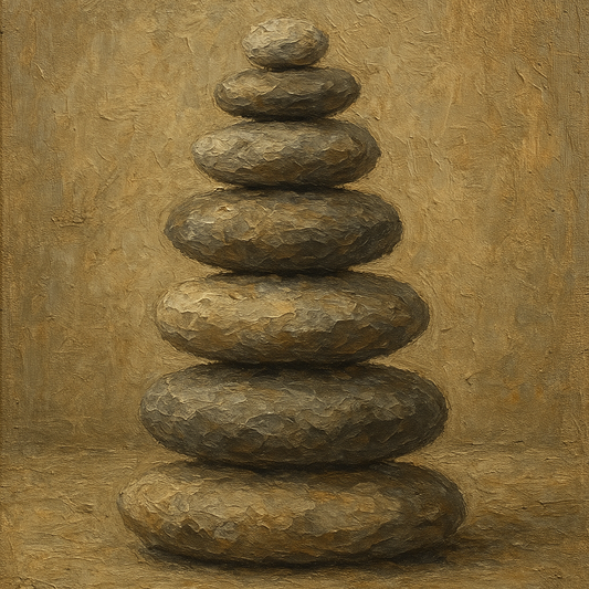 Zen Stone Cairn Balance Wabi-Sabi Oil Painting - View 1