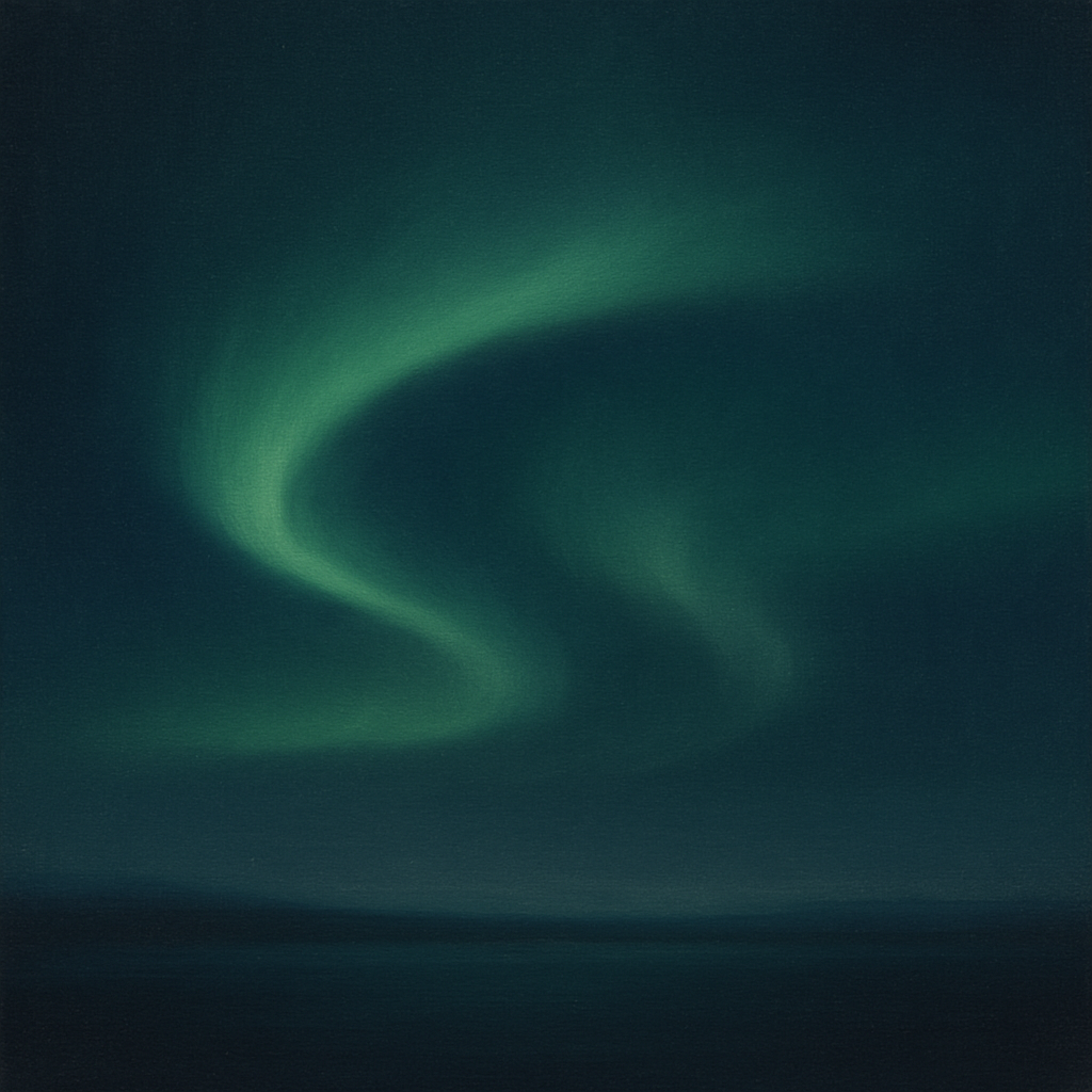 Aurora Borealis Veil in Deep Midnight Indigo No. 6 Oil Painting 100% Hand Painted Oil on Belgian Linen Canvas, Original Fine Art Wall Decor