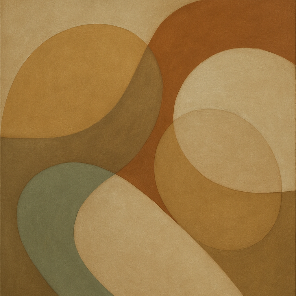 Organic Curved Shapes in Neutral Earth Pigments No. 2 Fine Art Oil Painting - View 1