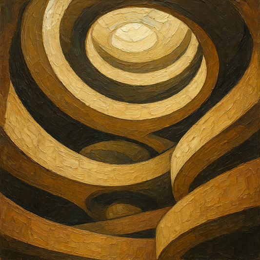 Travertine Spiral Atrium Perspective No. 5 Oil Painting - 100% Hand-Painted Master Oil Painting