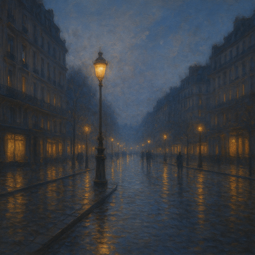 Rainy Parisian Boulevard at Twilight No. 4 Oil Painting - View 1