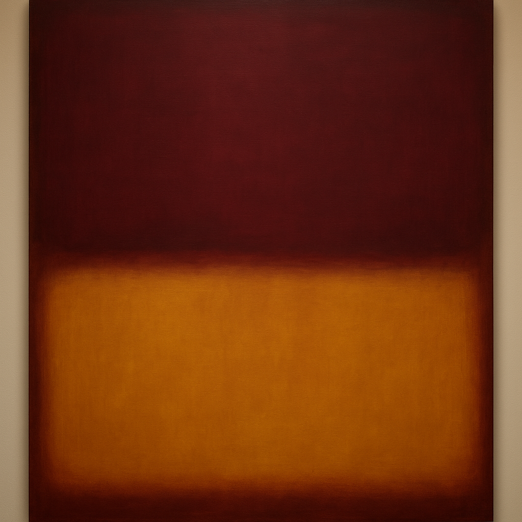 Crimson Burgundy & Saffron Gold Color Vibrations No. 15 Oil Painting - View 1