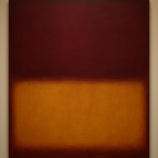 Crimson Burgundy & Saffron Gold Color Vibrations No. 15 Oil Painting - View 1