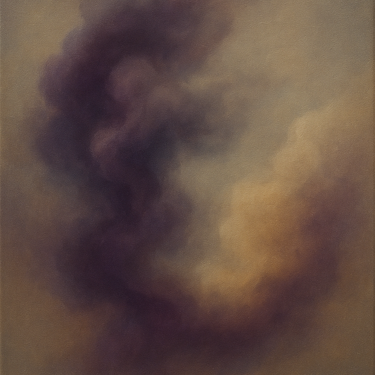 Gilded Plum & Soft Smoke Cloud Harmony No. 5 Oil Painting - View 1
