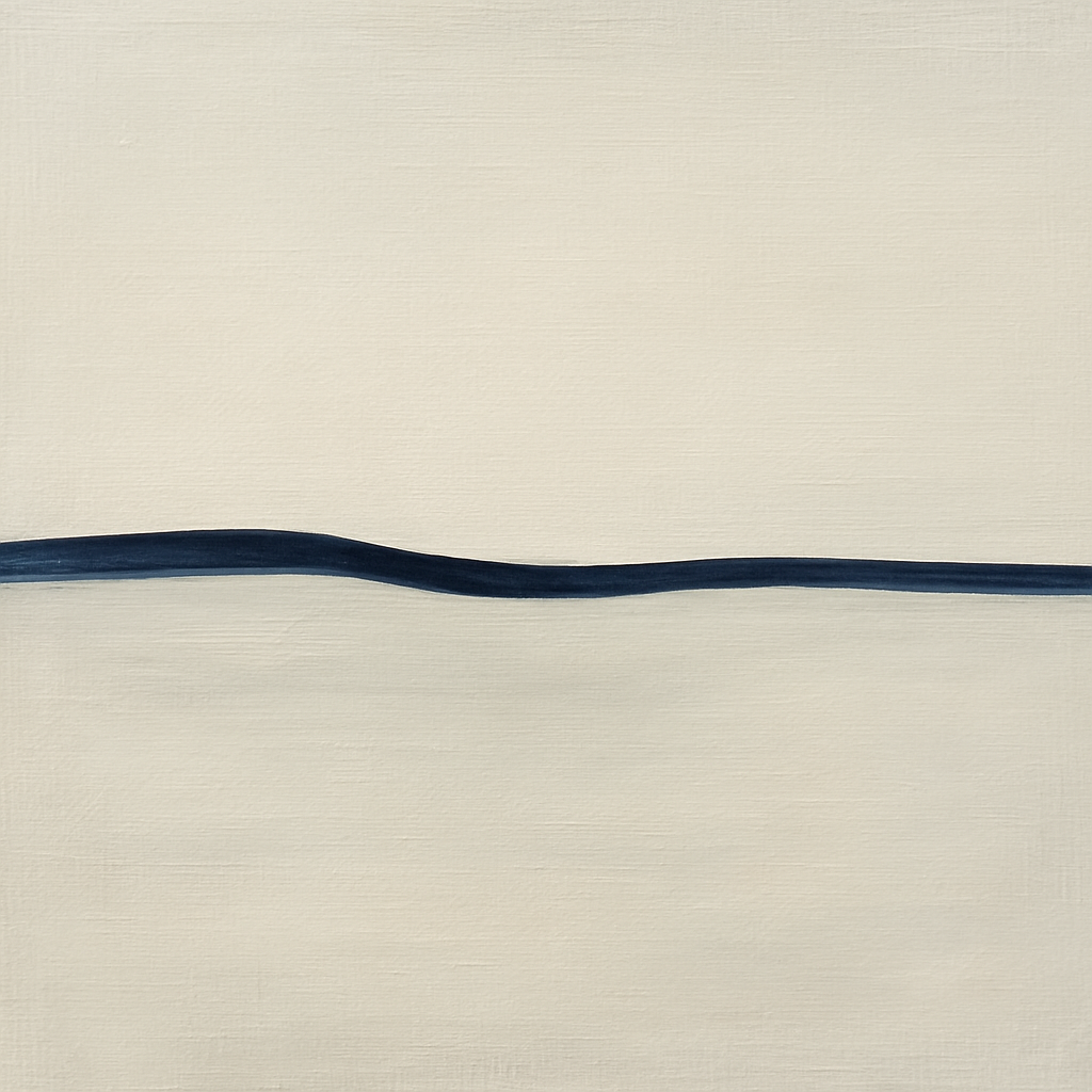 Minimalist Continuous Line Horizon in Deep Indigo Fine Art Oil Painting - View 1