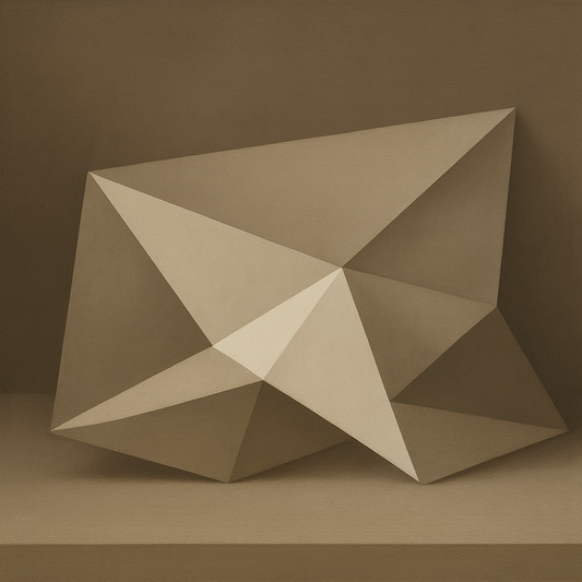 Folded Paper Geometry in Neutral Gradient Shadows No. 24 Oil Painting 100% Hand Painted Oil on Belgian Linen Canvas, Original Fine Art Wall Decor