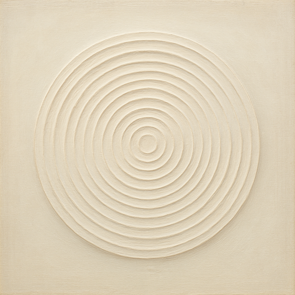 Concentric Zen Circles in Ivory No. 8 - Modern Fine Art Oil Painting - View 1