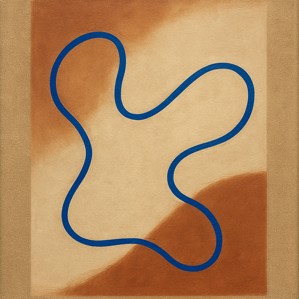 Cobalt Blue & Pale Oat Contour No. 8 - Modern Fine Art Oil Painting - View 1