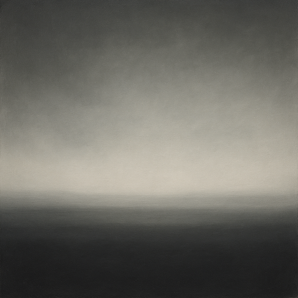 Monochrome Charcoal Drift & Soft Sfumato Horizon No. 10 Oil Painting - View 1