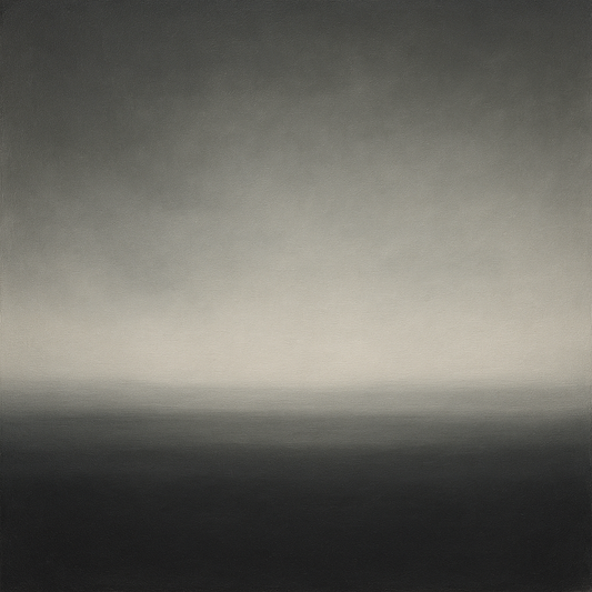 Monochrome Charcoal Drift & Soft Sfumato Horizon No. 10 Oil Painting - View 1
