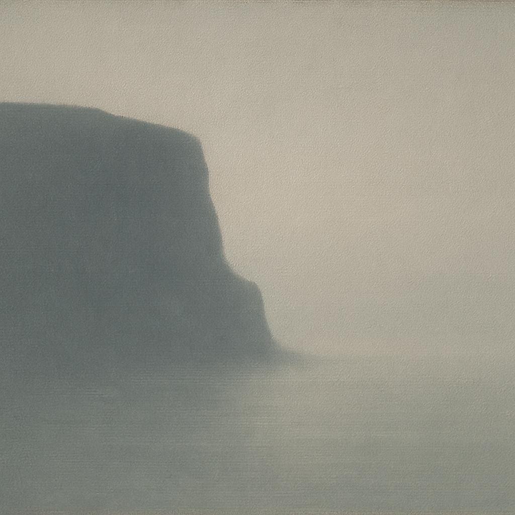 Solitary Headland in Fog No. 9 - Modern Fine Art Oil Painting - View 1