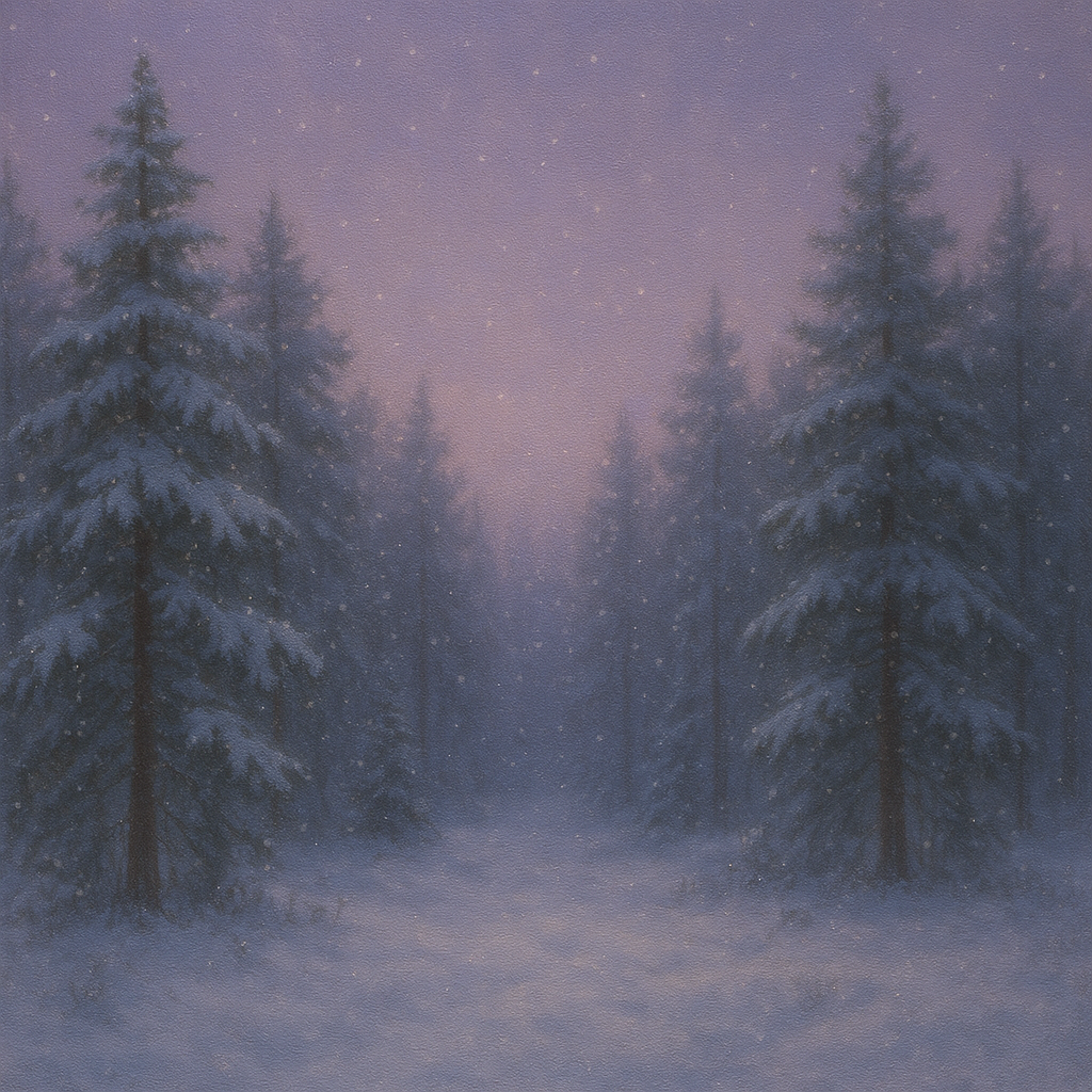 Quiet Pine Forest in Gentle Twilight Snow No. 5 Oil Painting - View 1