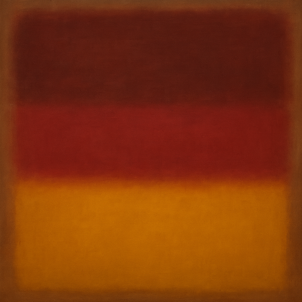 Crimson Burgundy & Saffron Gold Color Vibrations No. 10 Oil Painting - View 1