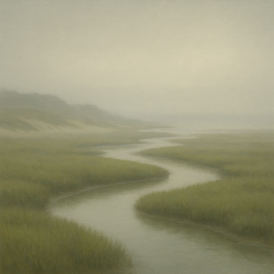 Morning Fog over Cape Cod Tidal Marsh No. 12 Oil Painting - View 1