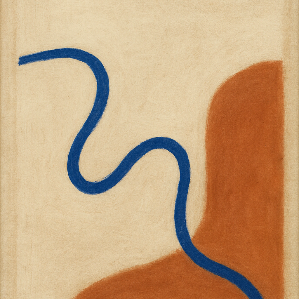 Cobalt Blue & Pale Oat Contour No. 8 - Modern Fine Art Oil Painting - View 1
