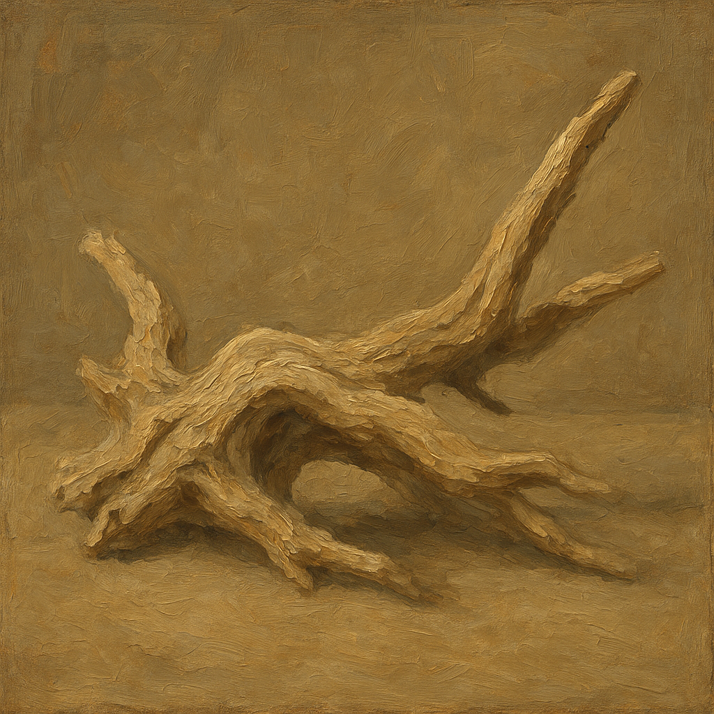 Sun-Bleached Driftwood Study Wabi-Sabi Oil Painting - View 1