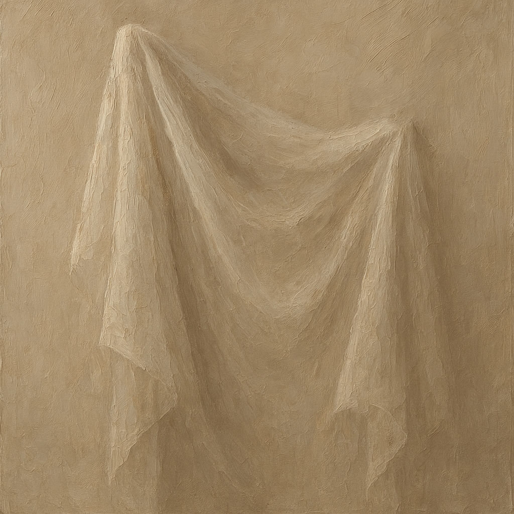 Ethereal Taupe Veil Minimalist Oil Painting - View 1