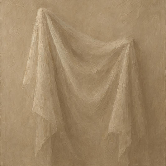 Ethereal Taupe Veil Minimalist Oil Painting - View 1