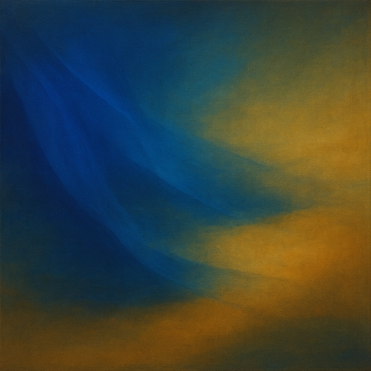 Lapis Lazuli & Golden Ochre Luminous Field No. 11 Oil Painting 100% Hand Painted Oil on Belgian Linen Canvas, Original Fine Art Wall Decor