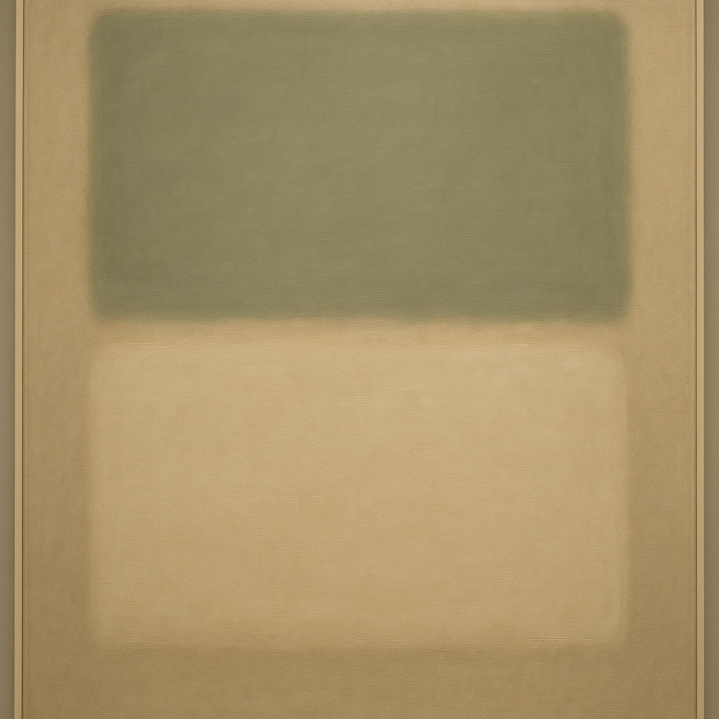 Sage Olive & Pale Sandstone Minimalist Harmony No. 12 Oil Painting - View 1