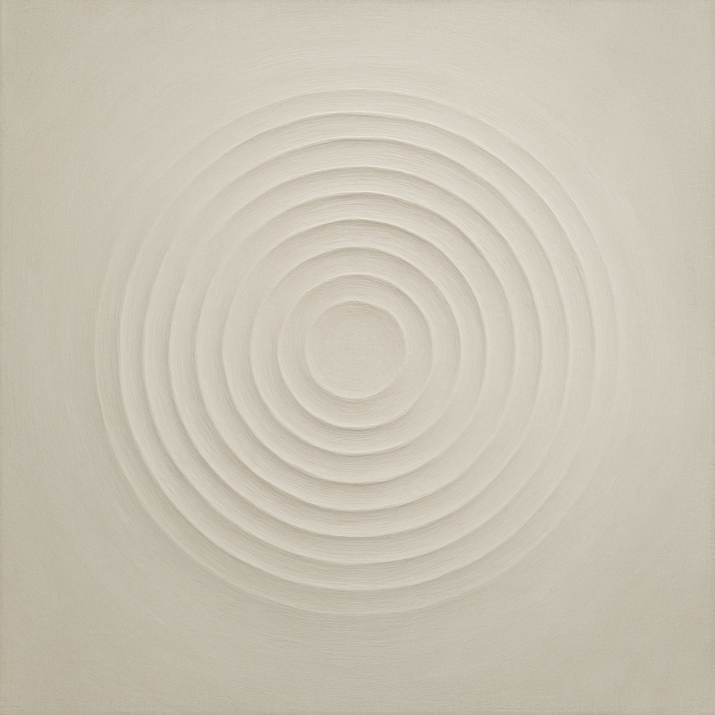 Concentric Zen Circles in Ivory No. 8 - Modern Fine Art Oil Painting - View 1