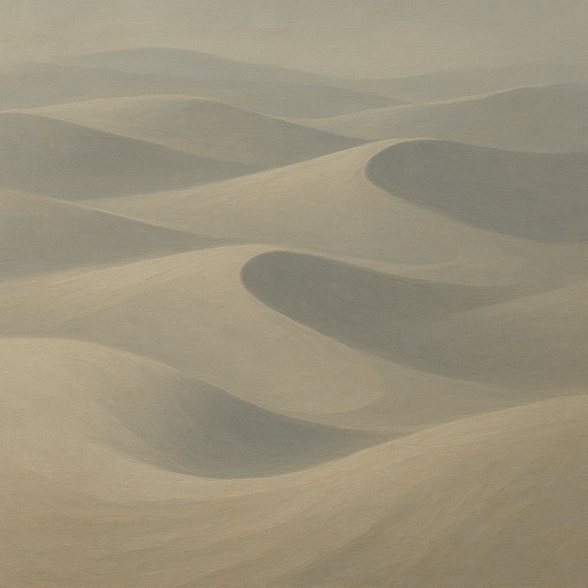 Monochrome Sand Dune Contours & Pale Slate Oil Painting - View 1
