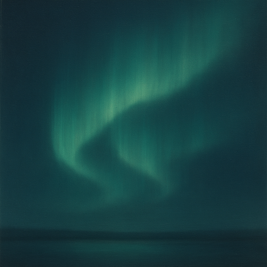 Aurora Borealis Veil in Deep Midnight Indigo No. 8 Oil Painting - View 1