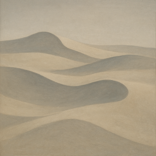 Monochrome Sand Dune Contours & Pale Slate No. 8 Oil Painting 100% Hand Painted Oil on Belgian Linen Canvas, Original Fine Art Wall Decor