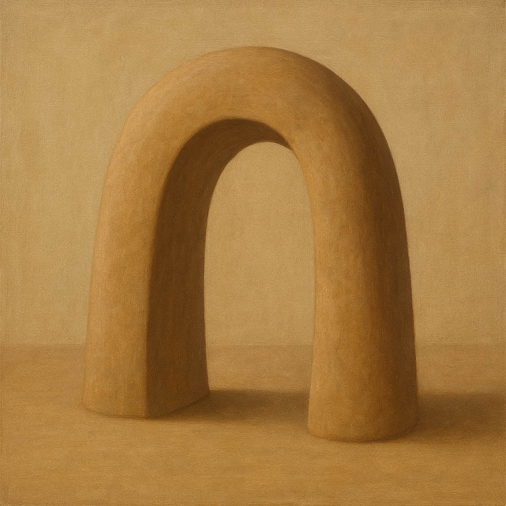 Warm Beige Travertine Arch No. 1 - Modern Fine Art Oil Painting - View 1
