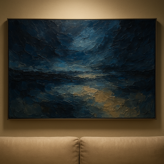 Nocturne Symphony Horizontal Abstract Oil Painting - View 1