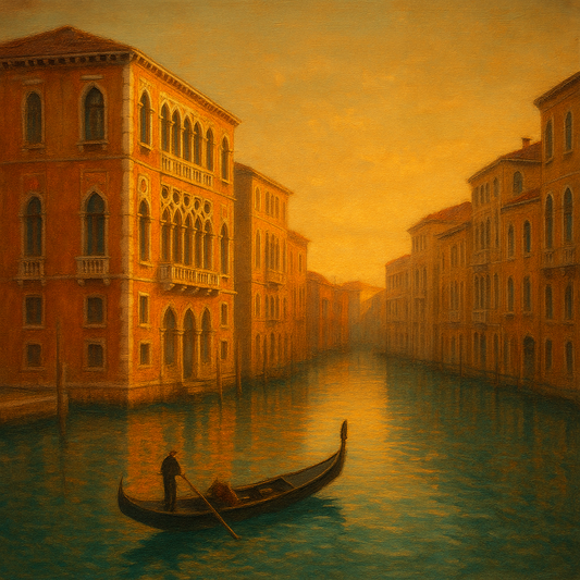 Venetian Canal Palaces at Golden Hour No. 14 Oil Painting 100% Hand Painted Oil on Belgian Linen Canvas, Original Fine Art Wall Decor