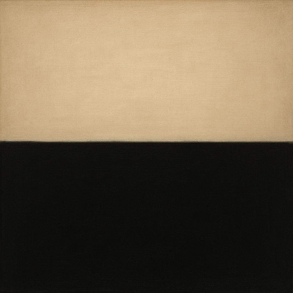Onyx & Warm Biscuit Horizon No. 9 - Modern Fine Art Oil Painting - View 1