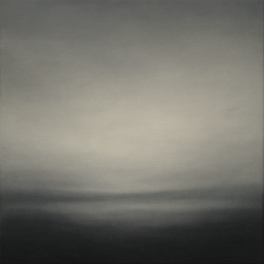Monochrome Charcoal Drift & Soft Sfumato Horizon No. 7 Oil Painting - View 1