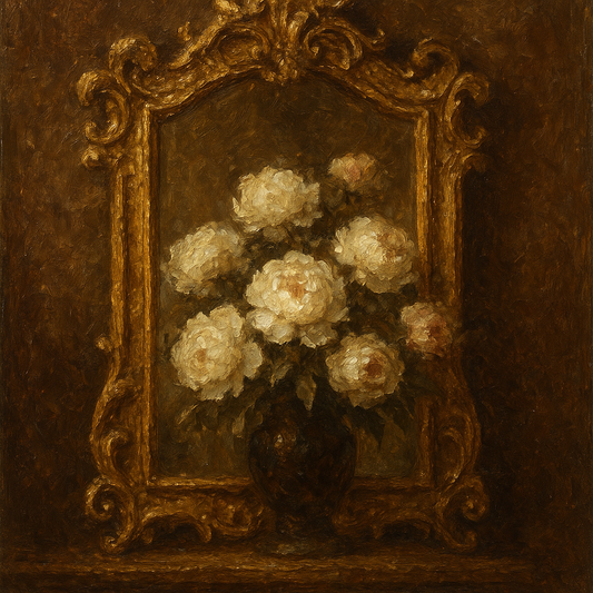 Baroque Gilded Mirror & Peonies No. 5 Oil Painting - 100% Hand-Painted Master Oil Painting