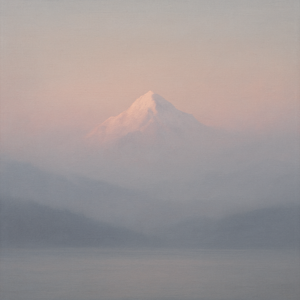 Pale Alpenglow over Distant Glacial Peak No. 10 Oil Painting - View 1