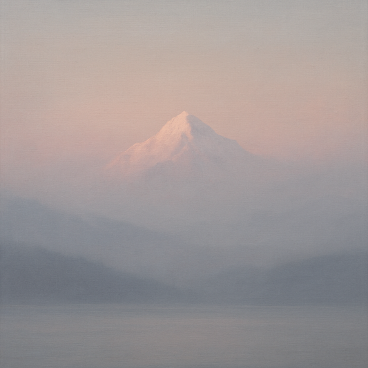 Pale Alpenglow over Distant Glacial Peak No. 10 Oil Painting - View 1