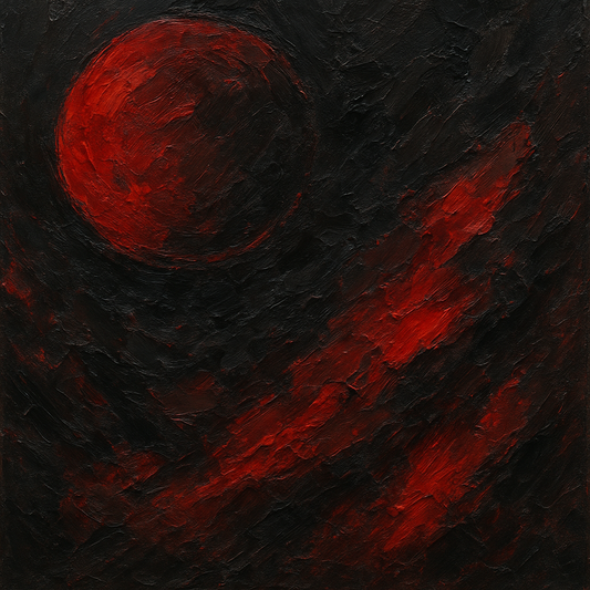 Midnight Onyx & Crimson Eclipse No. 4 Oil Painting - 100% Hand-Painted Master Oil Painting