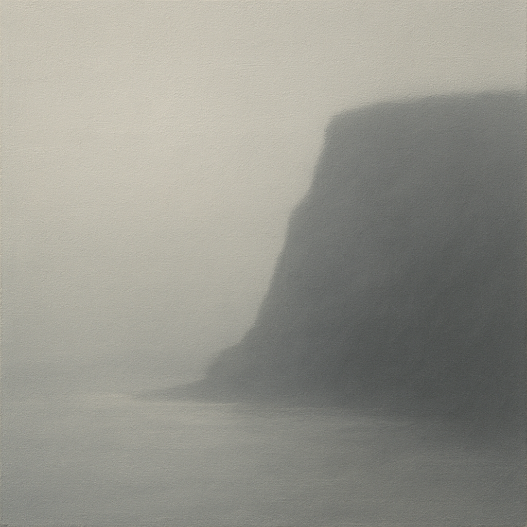 Solitary Headland in Fog No. 9 - Modern Fine Art Oil Painting - View 1