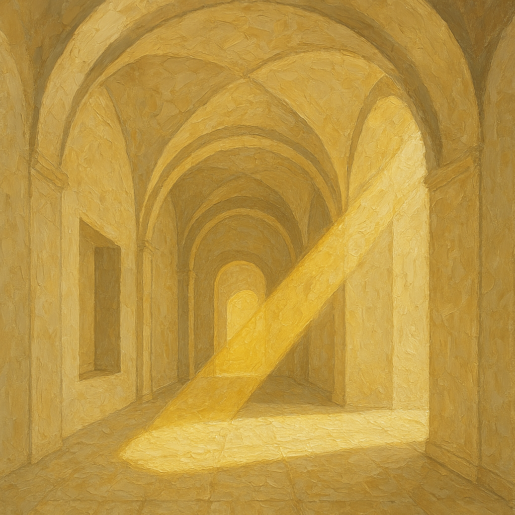 Modernist Vaulted Gallery Light Beam Oil Painting - 100% Hand-Painted Master Oil Painting