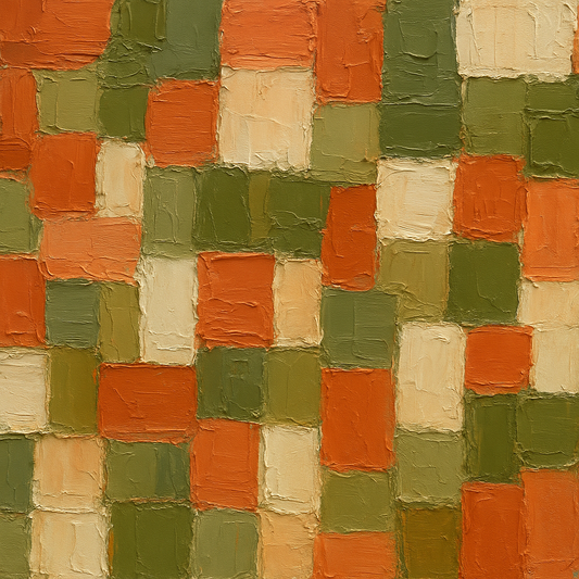 Terrazzo Cadence Horizontal Abstract Oil Painting - View 1