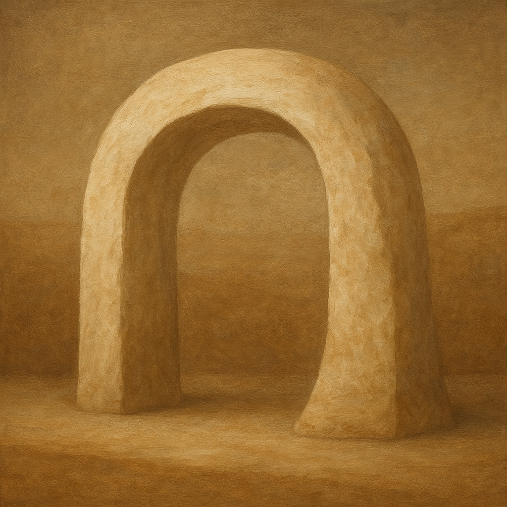 Travertine Stone Arch & Earth Tones No. 17 Oil Painting - View 1