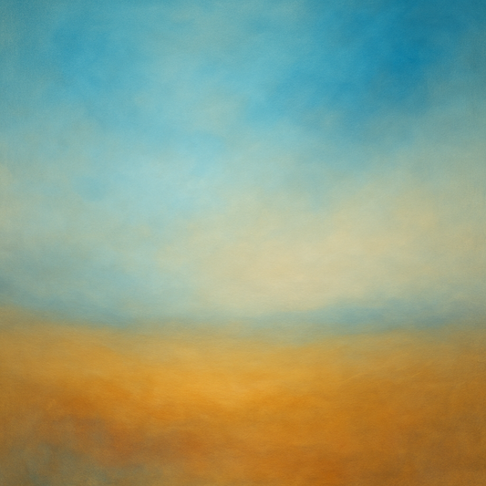 Celestial Azure & Warm Ochre Equilibrium No. 16 Oil Painting 100% Hand Painted Oil on Belgian Linen Canvas, Original Fine Art Wall Decor